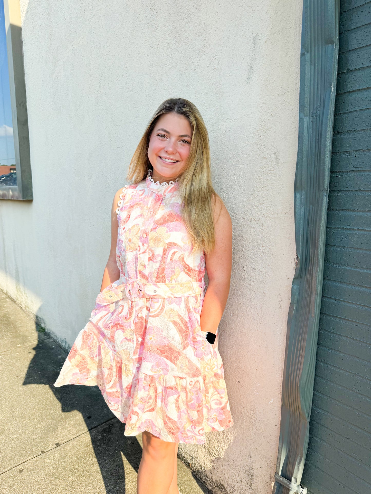 Orange Floral Lace Dress