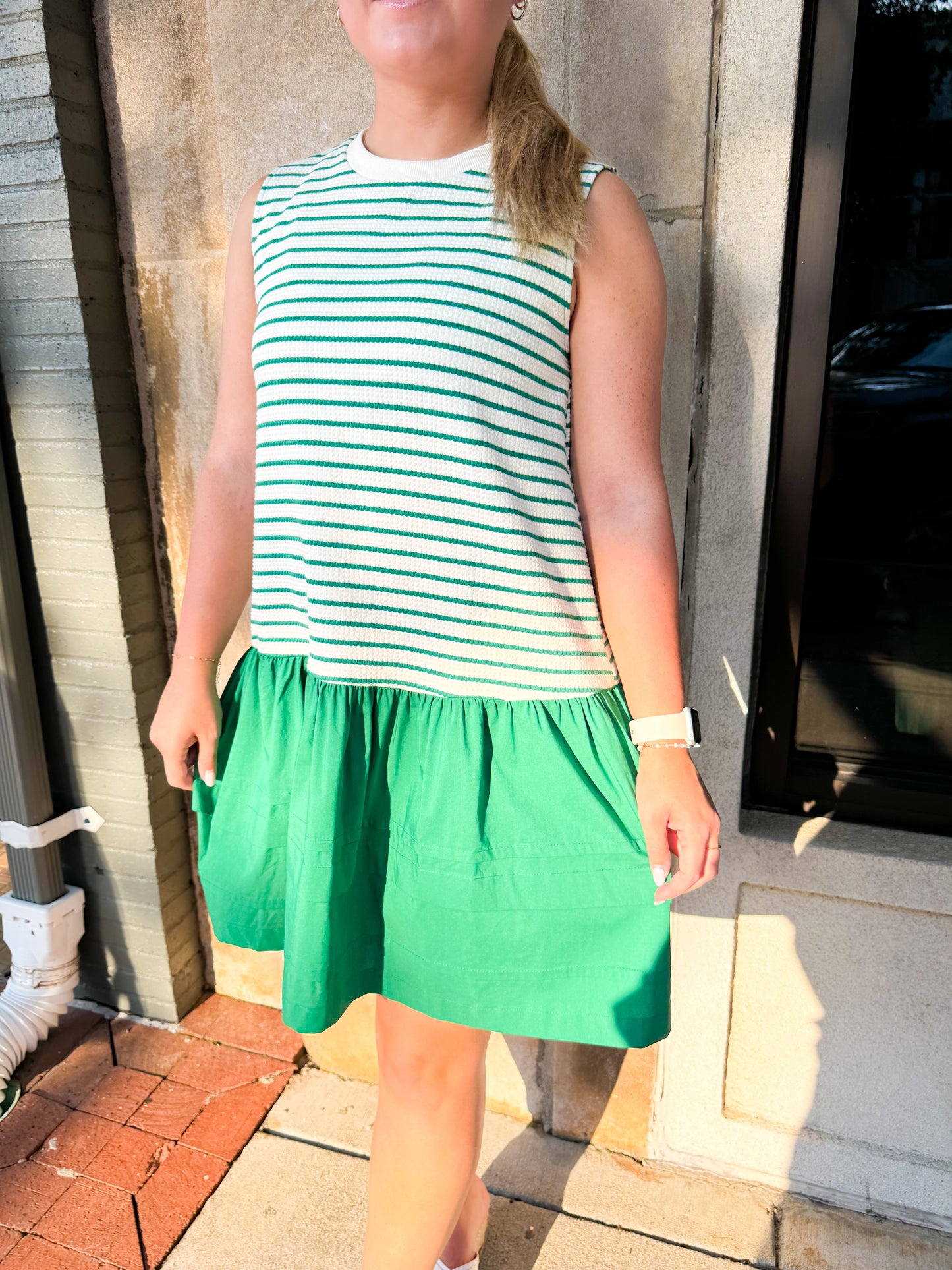 Green Stripe Knit Dress