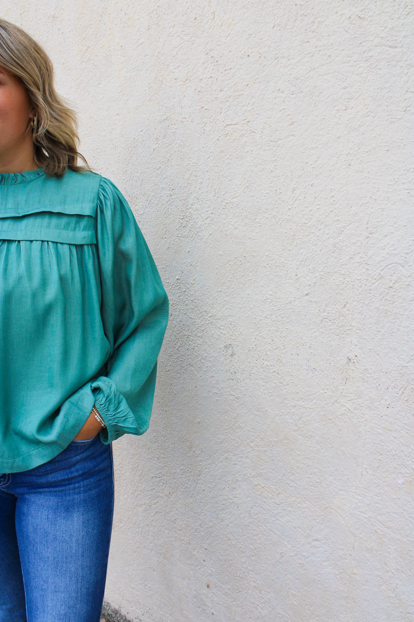 Sage Green Puff Blouse