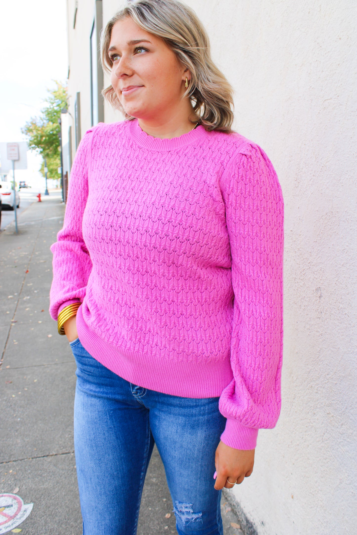 Wild Orchid Scallop Sweater