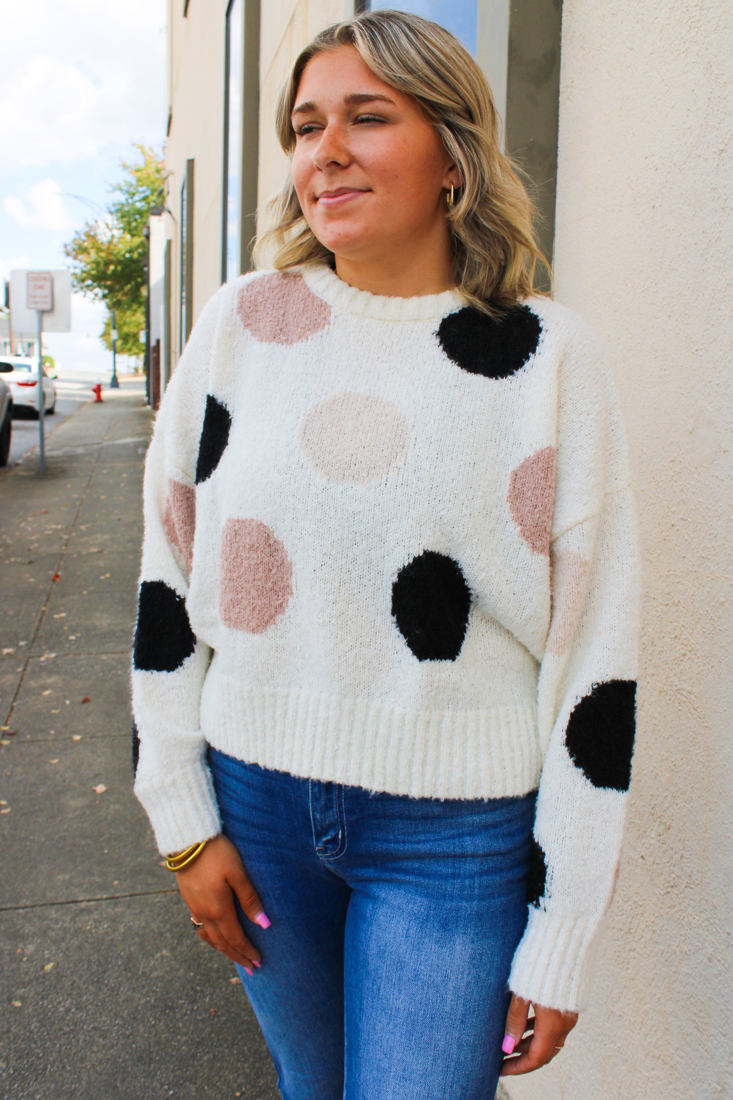 Ivory Polka Dot Sweater