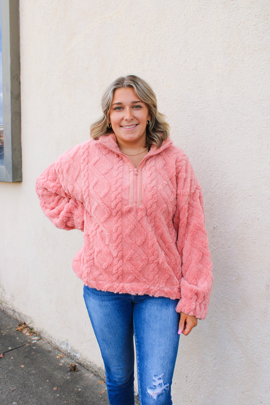 Blush Fuzzy Print Pullover