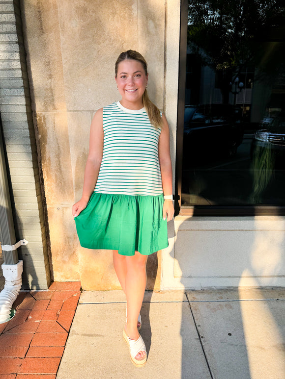 Green Stripe Knit Dress