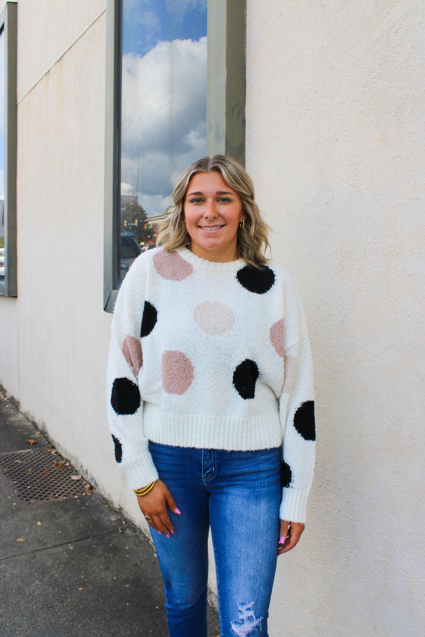 Ivory Polka Dot Sweater