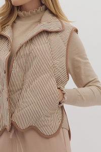 Brown Stripe Scallop Vest