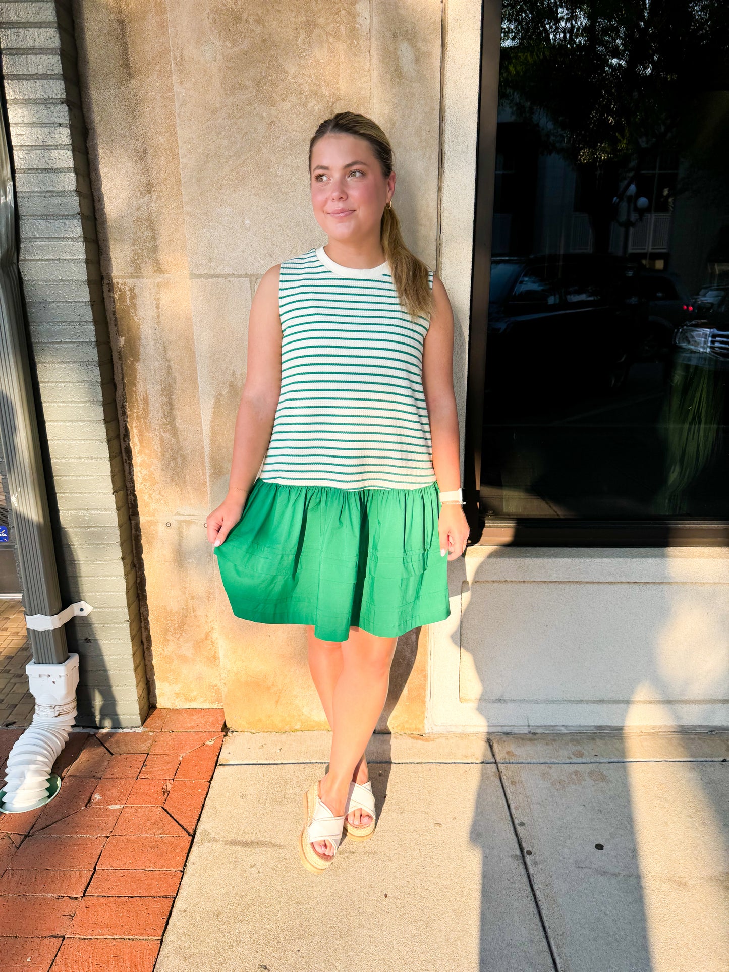 Green Stripe Knit Dress