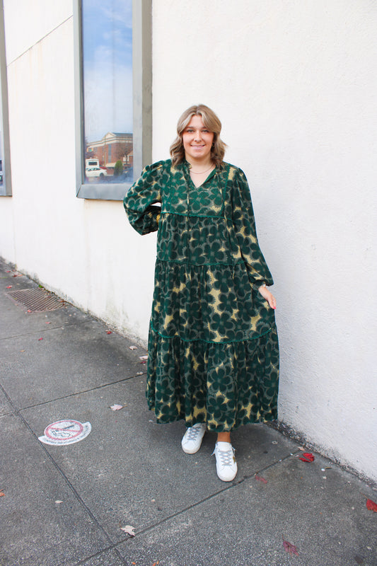 Hunter Green Floral Dress