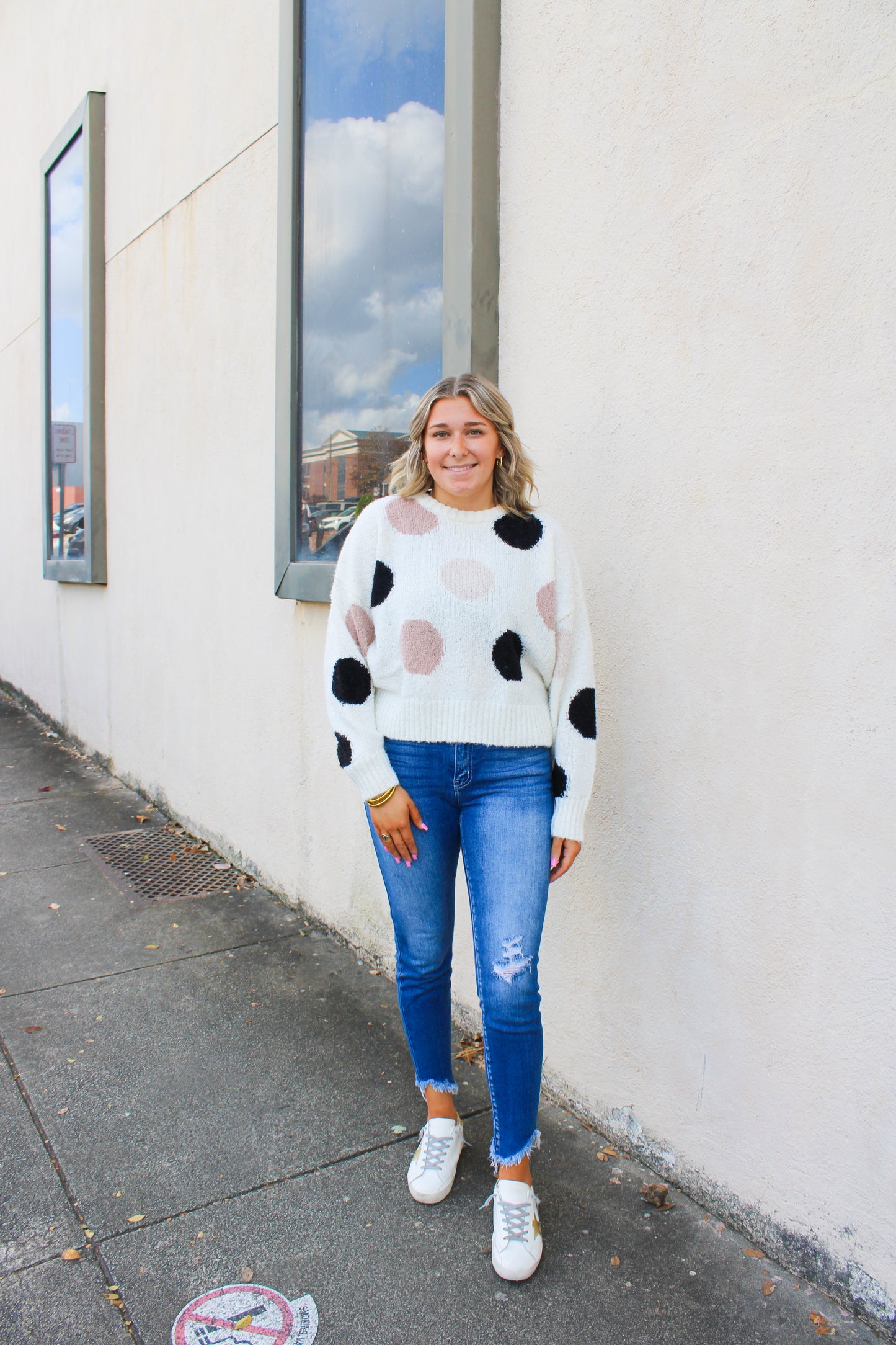 Ivory Polka Dot Sweater