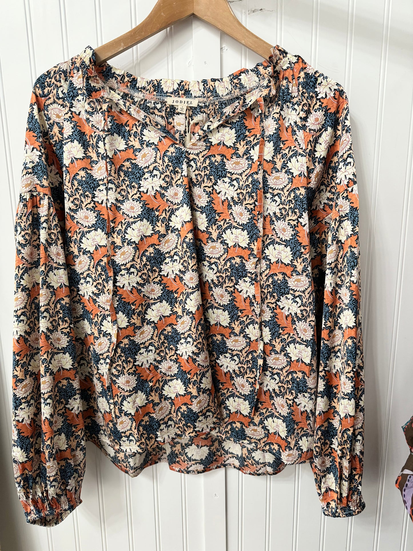 Rust & Blue Floral Blouse