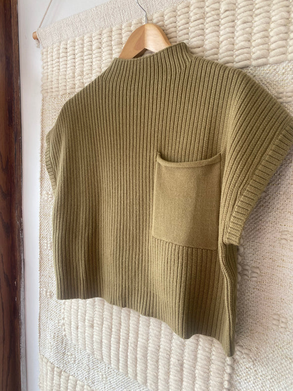 Olive Pocket Sweater Top