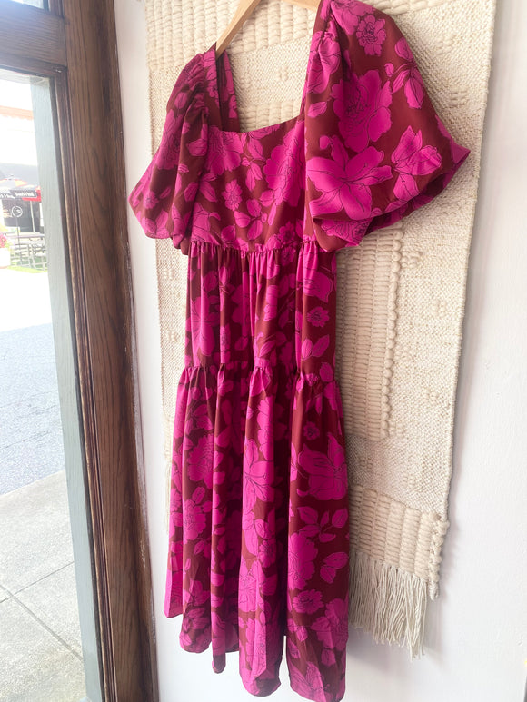 Brick & Pink Floral Dress