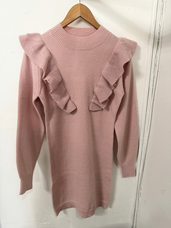 Blush Ruffle Sweater Dress