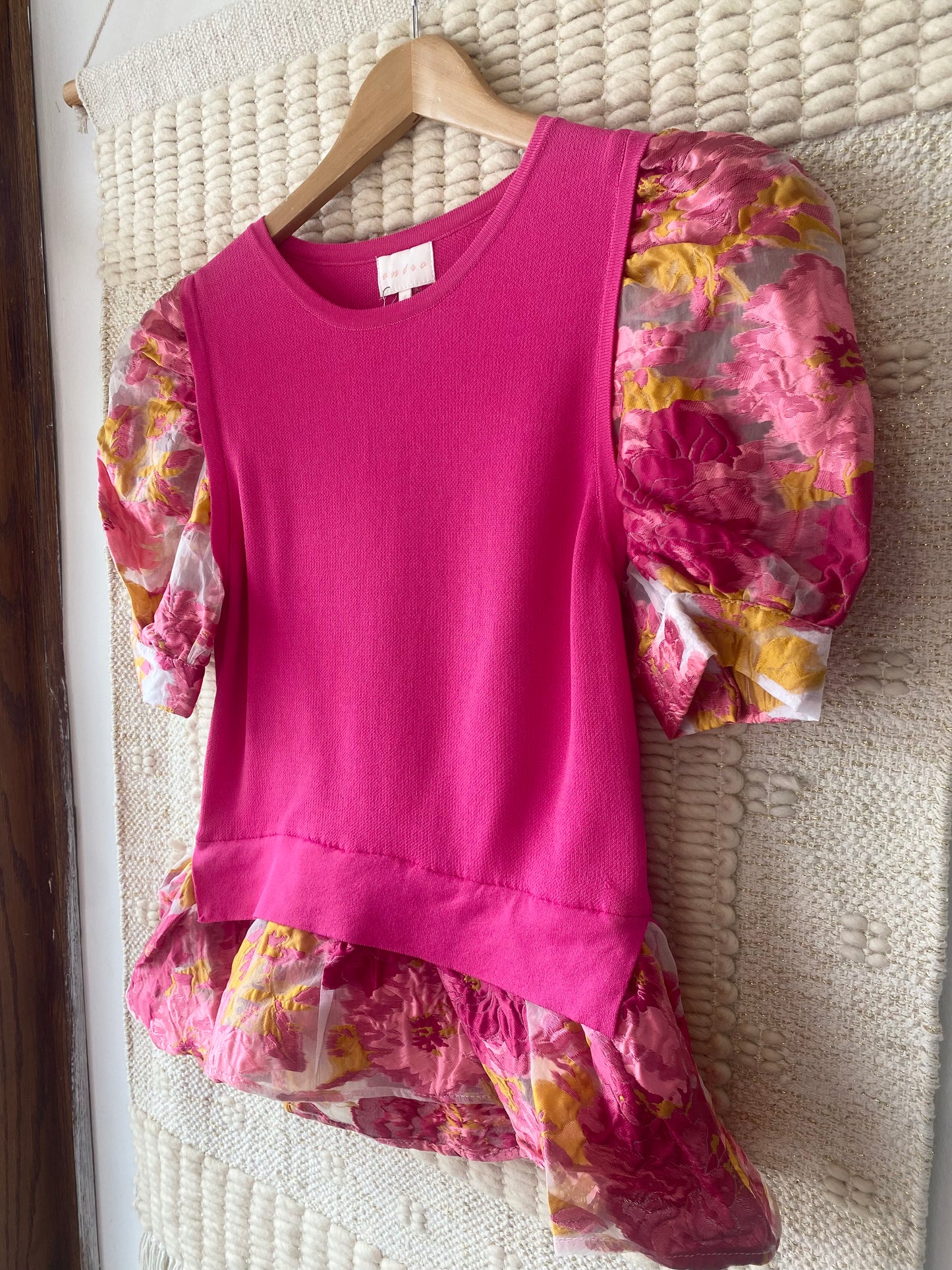 Hot Pink Sheer Floral Top