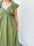 Olive Ruffle Sleeve Dress