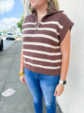 Espresso Stripe Zip Top