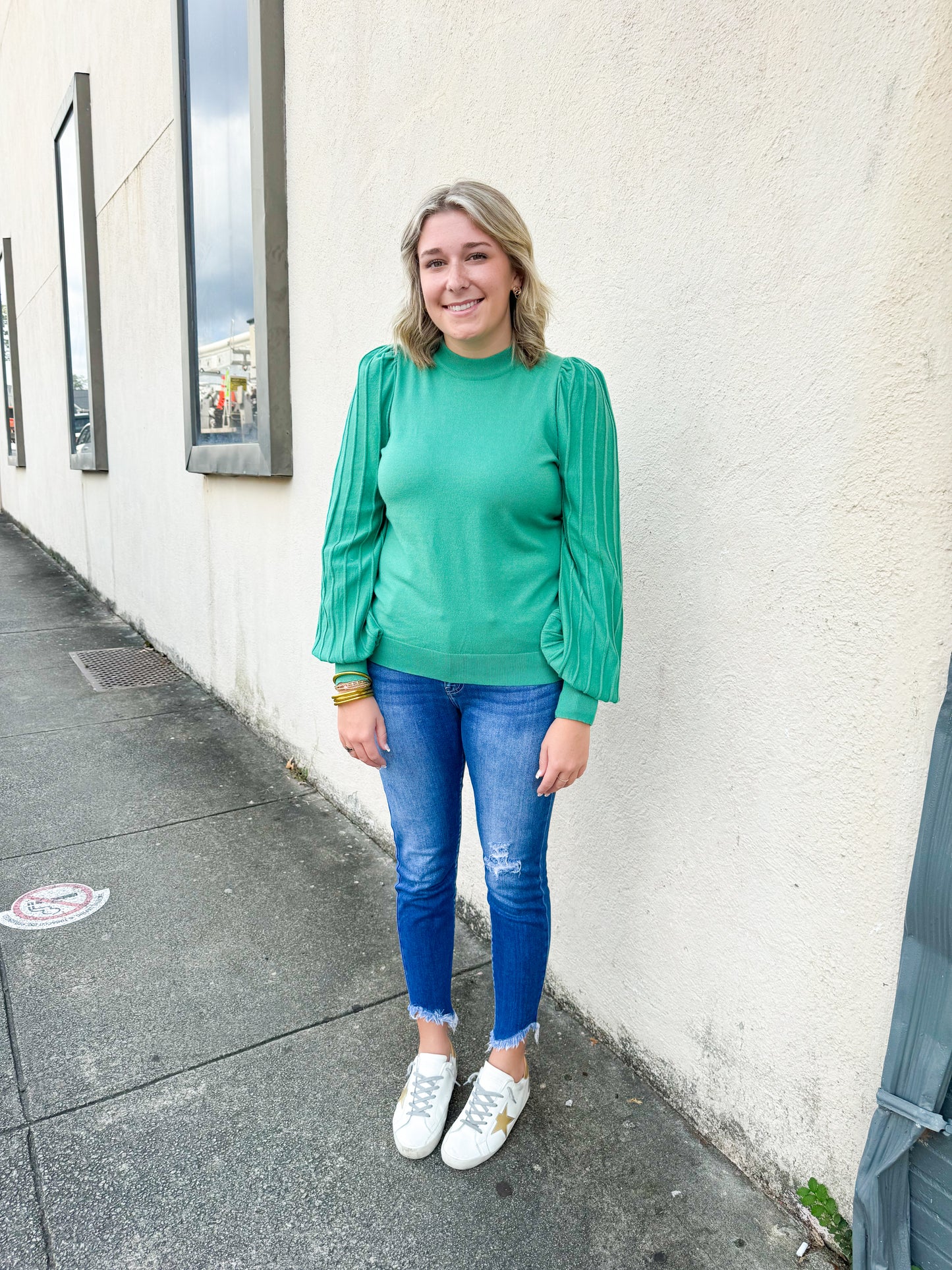 Rosemary Green Puff Top