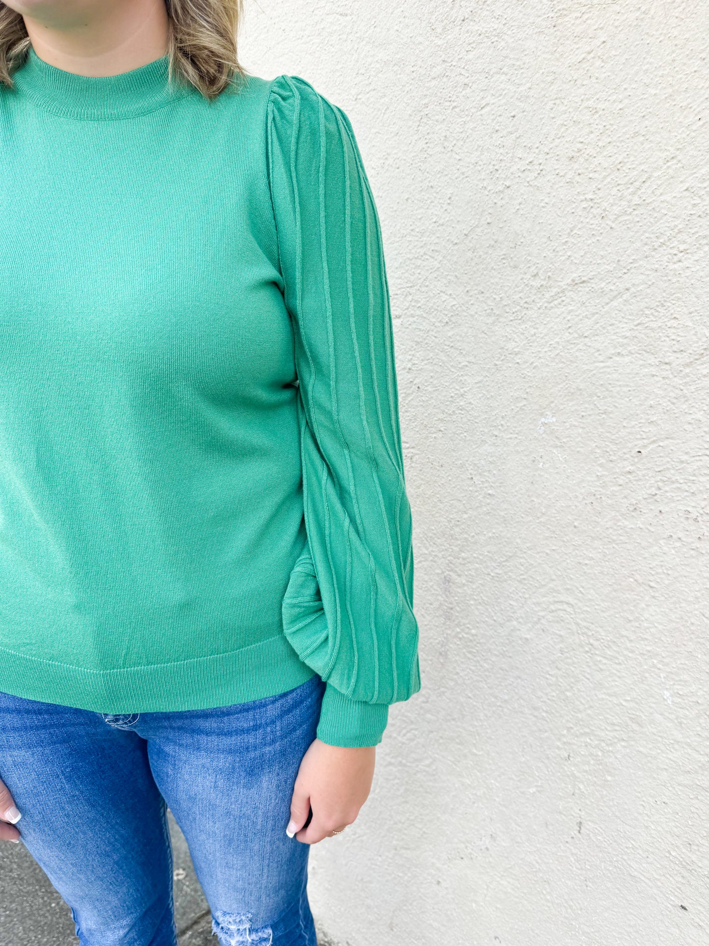 Rosemary Green Puff Top