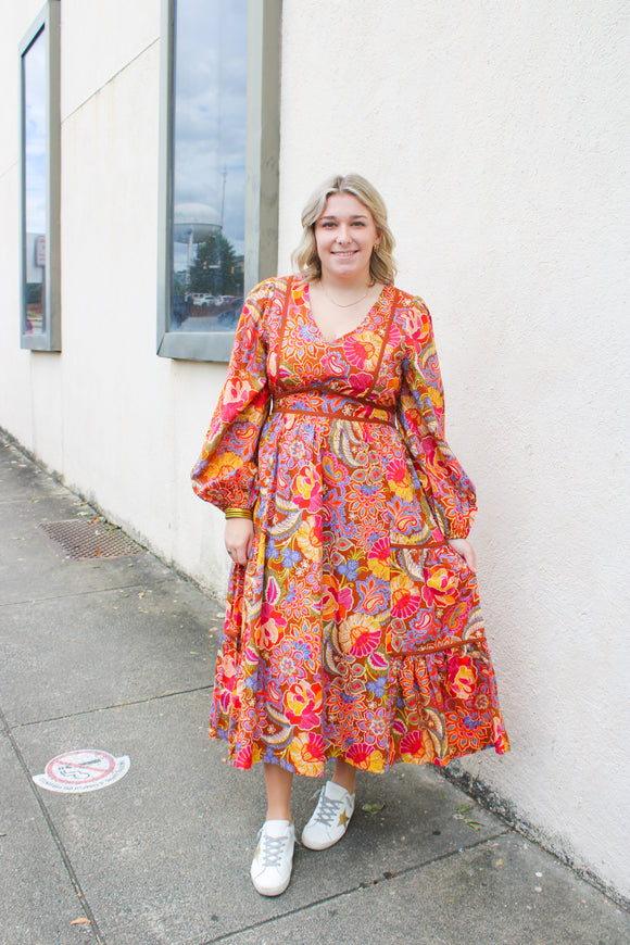 Brick Floral For Fall Dress