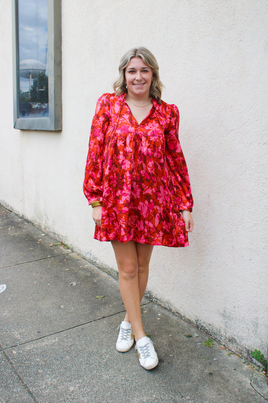 Rust & Pink Fall Dress