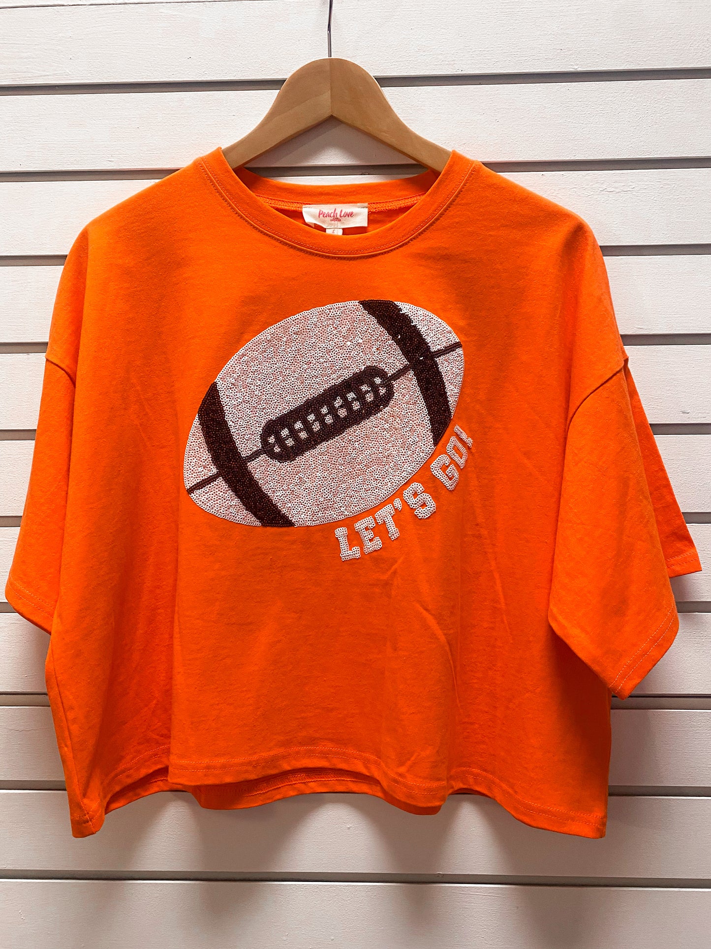 Orange Game Day Sequin Top