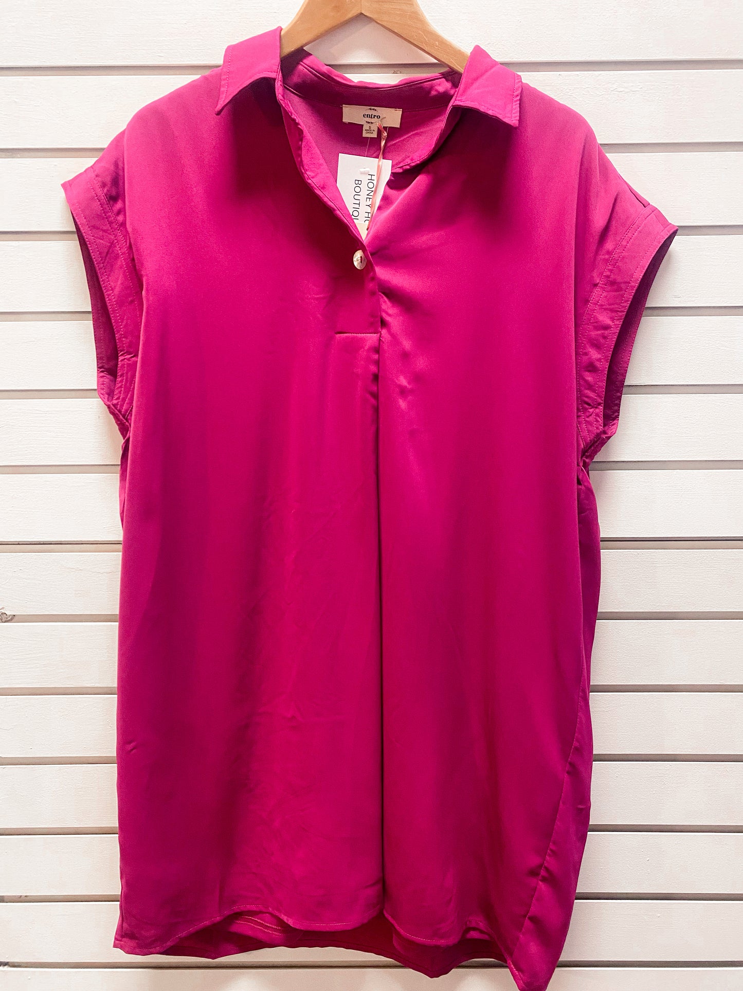 One Button Magenta Dress