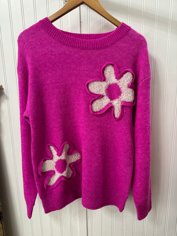 Hot Pink Flower Sweater