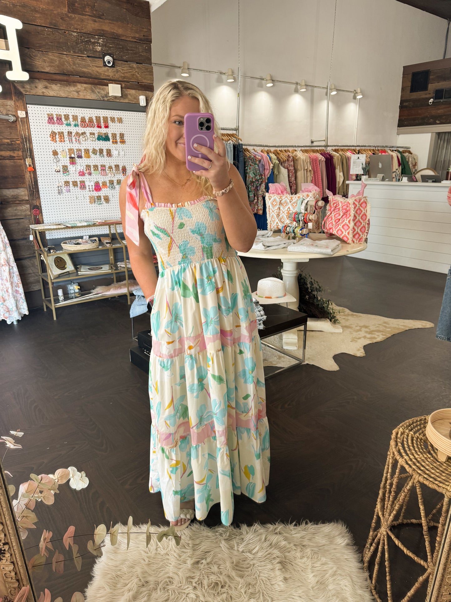 Ivory Colorful Floral Dress