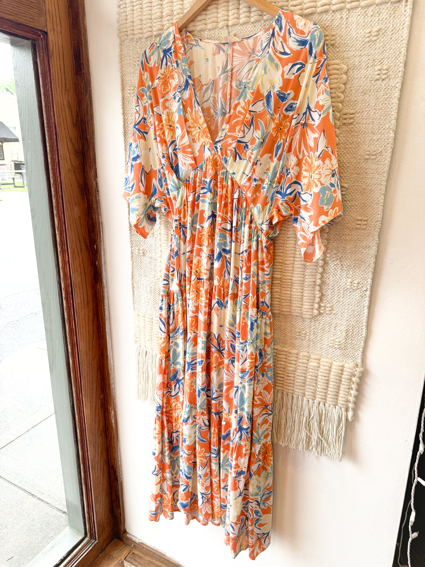 Orange Floral Long Dress