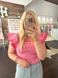 Pink Double Ruffled Top