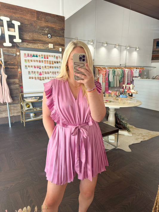 Lilac Satin Belt Romper