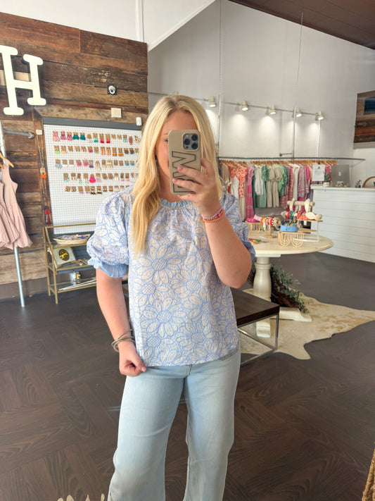 Slate Blue Floral Top