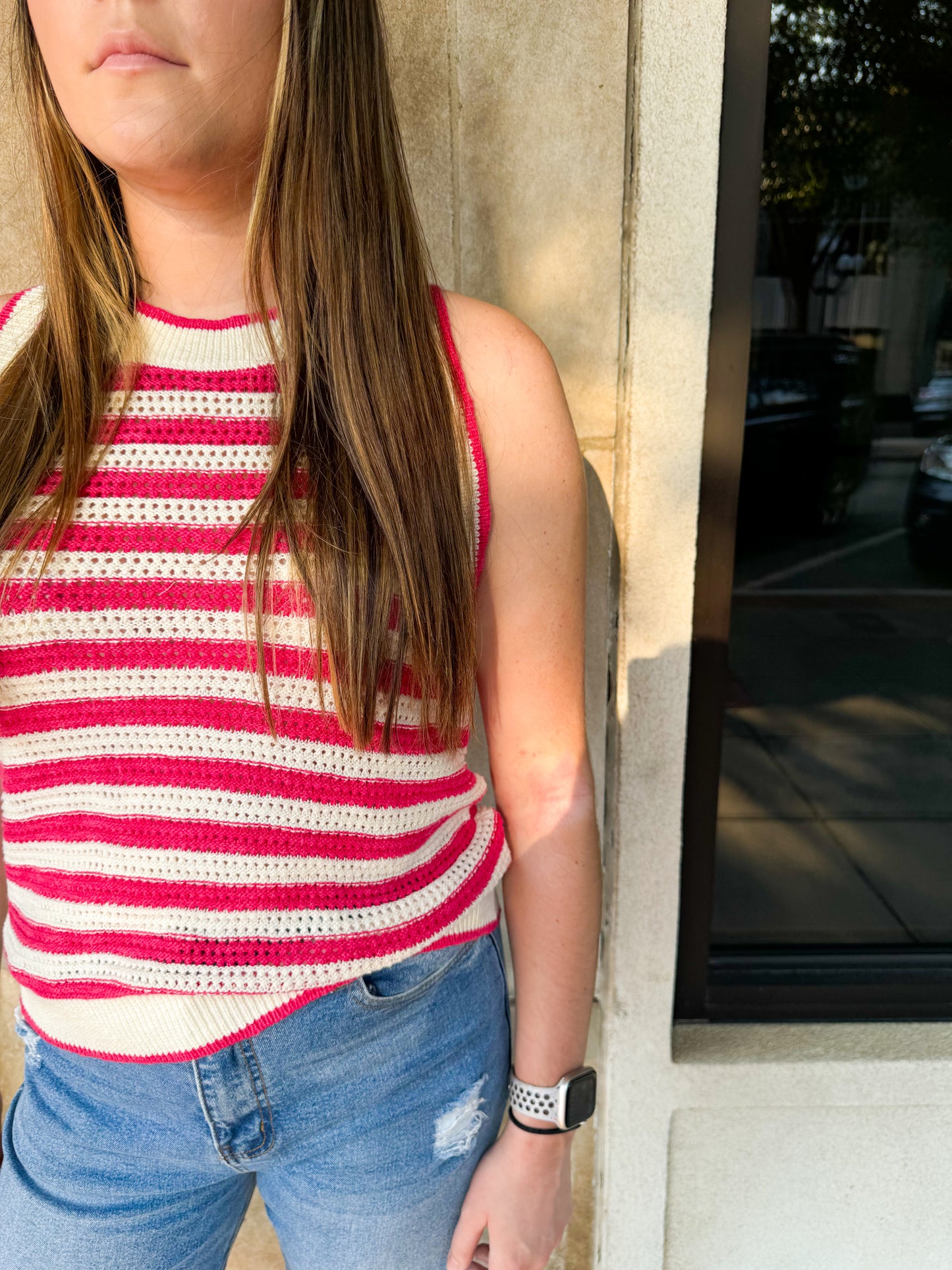 Pink Stripe Sweater Tank