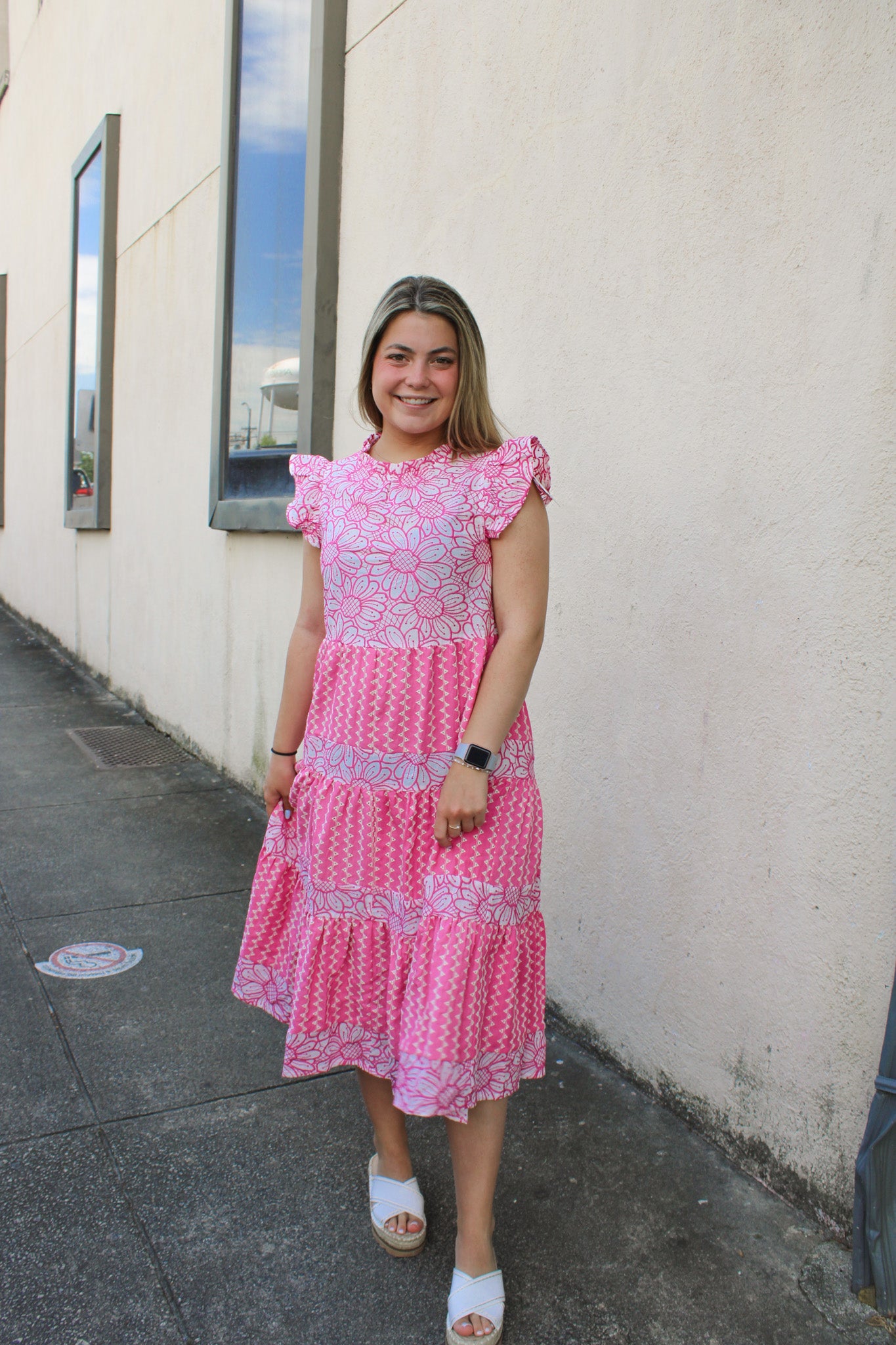 Pink Flower Tier Dress