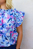 Violet Floral Ruffle Blouse