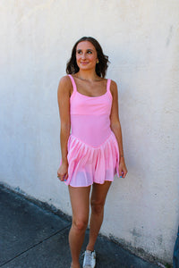 Pink Sport Pleated Romper