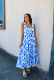 French Blue Floral Dress