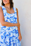 French Blue Floral Dress