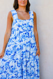 French Blue Floral Dress