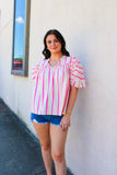 Pink & Beige Stripe Blouse