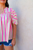 Pink & Beige Stripe Blouse