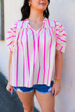 Pink & Beige Stripe Blouse