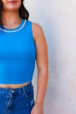 Blue Rhinestone Tank