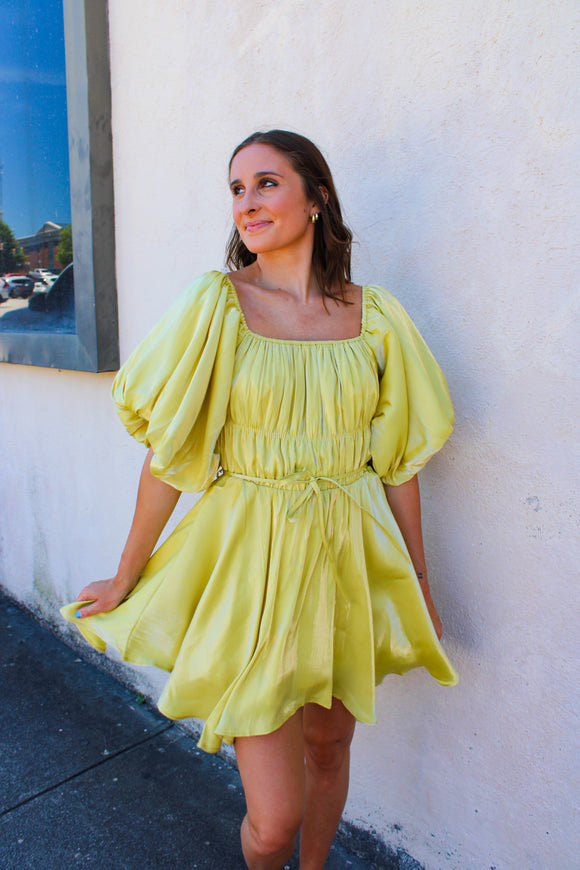 Shiny Yellow Bubble Dress