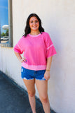 Pink Two Tone Knit Top