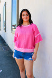 Pink Two Tone Knit Top