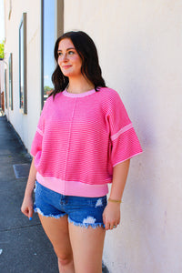 Pink Two Tone Knit Top