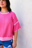 Pink Two Tone Knit Top