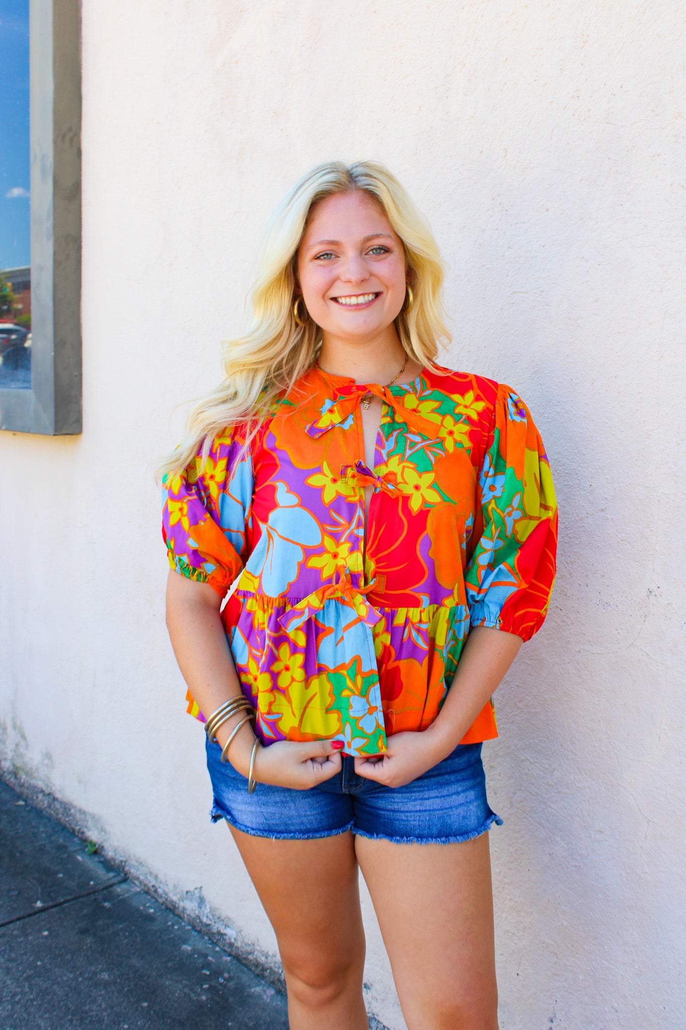 Bright Floral Bow Top