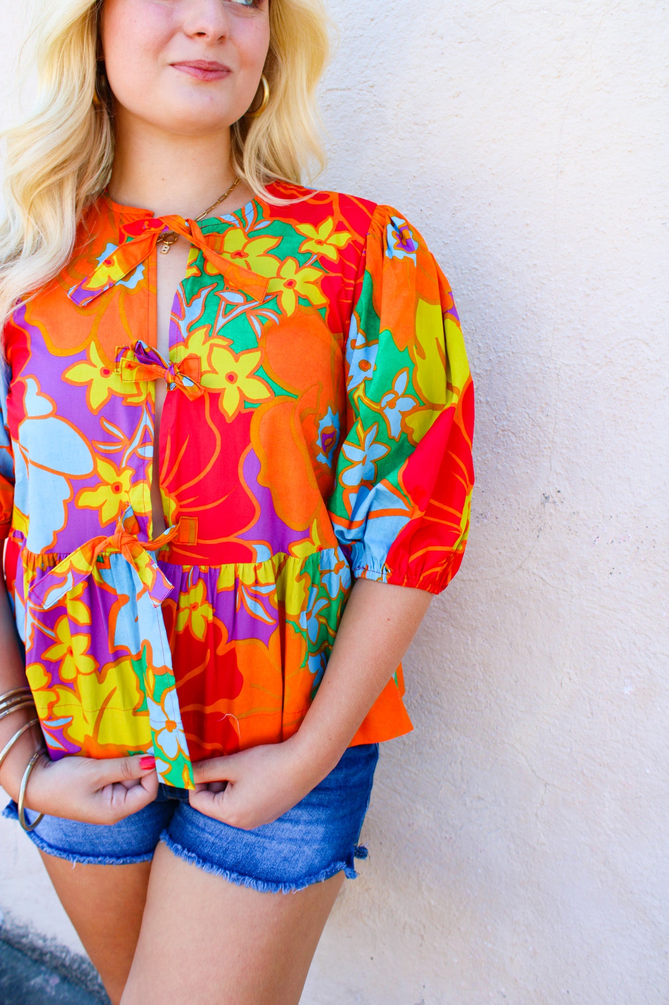 Bright Floral Bow Top