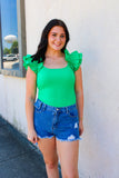 Kelly Green Ruffle Bodysuit